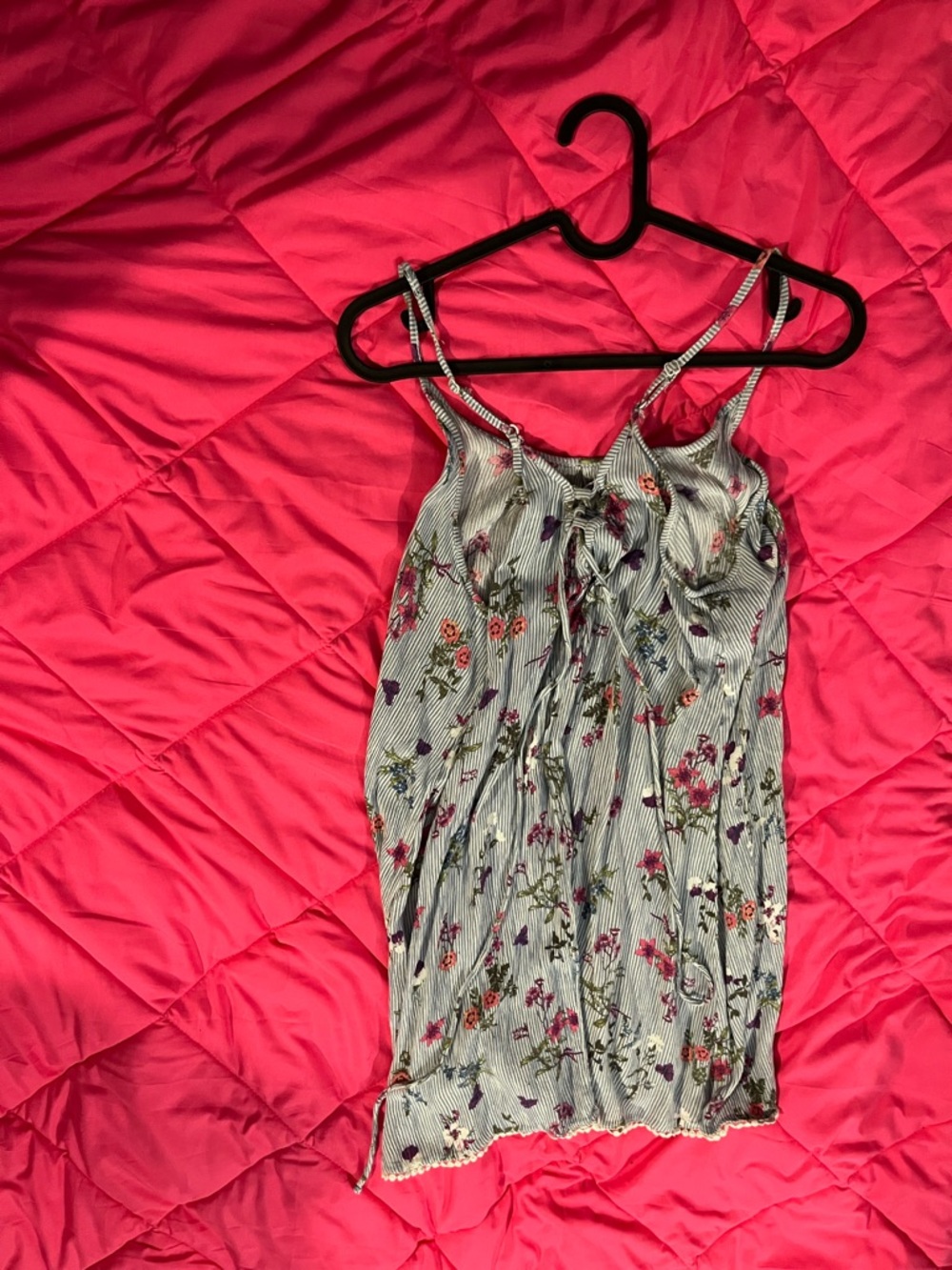 Wallflower Blue Striped Floral Lace-Trim Cami - Picture 2 of 4